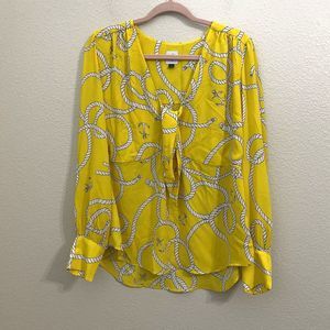 CAbi Yellow Nautical Print Blouse
